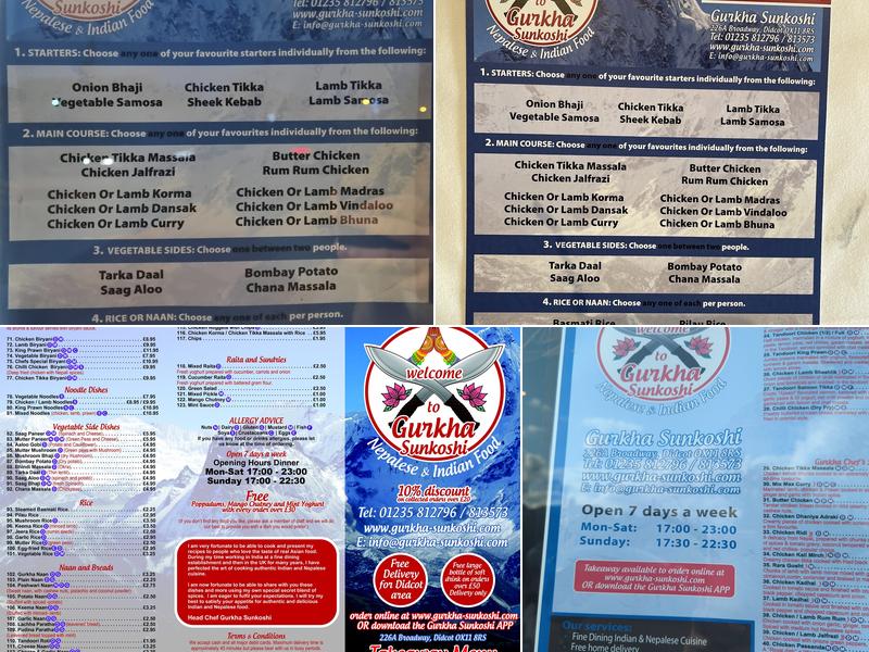Gurkha Sunkoshi Menu
