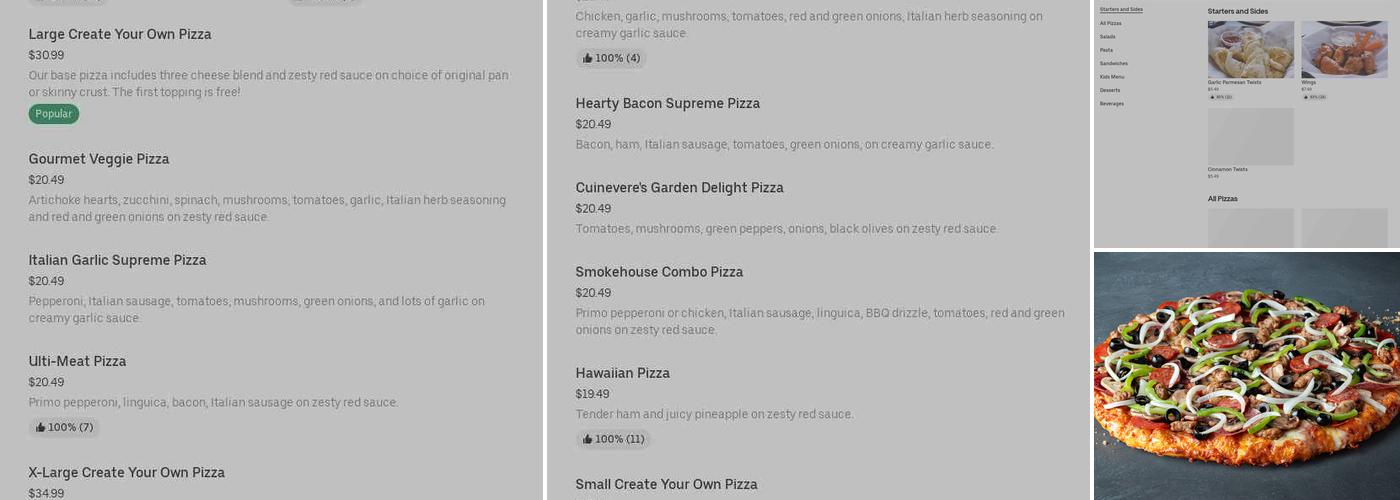 Round Table Pizza Menu