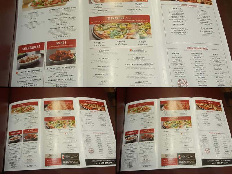 Donatos Pizza Menu