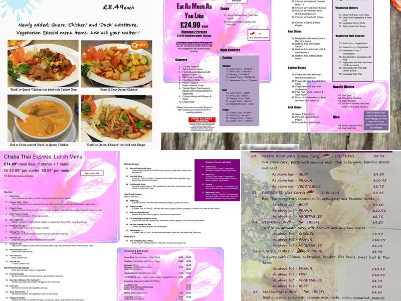 Chaba Thai Restaurant & Takeaway Menu