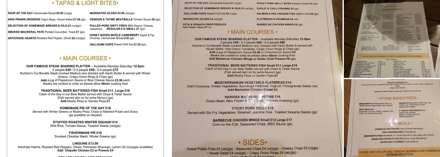 The Flowing Well Menu