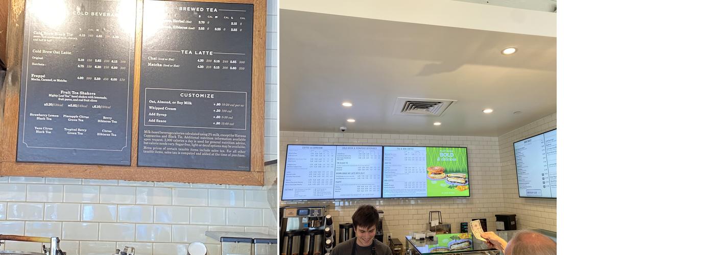 Peet's Coffee Menu