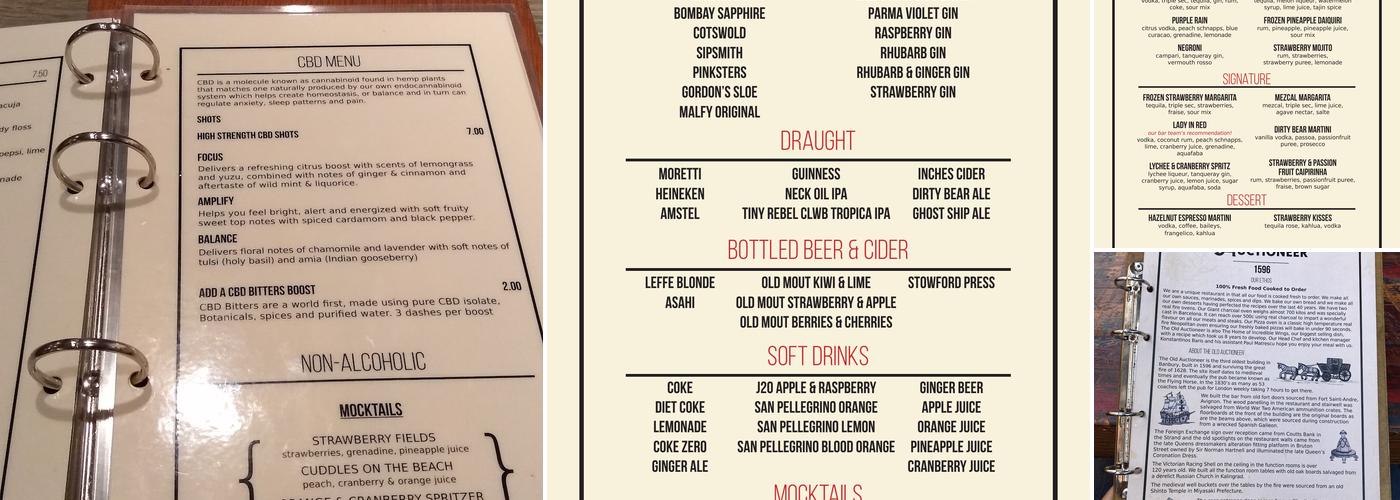 The Old Auctioneer Menu