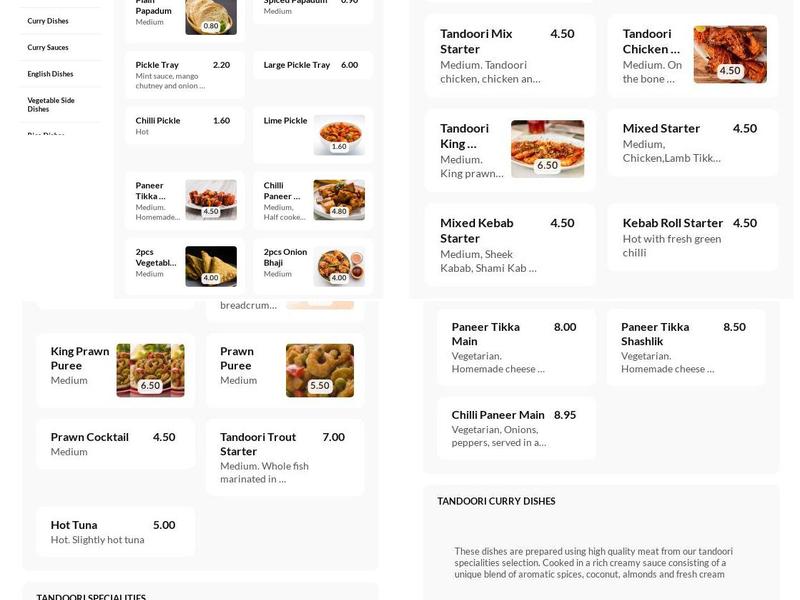 Naaz Indian Cuisine Menu