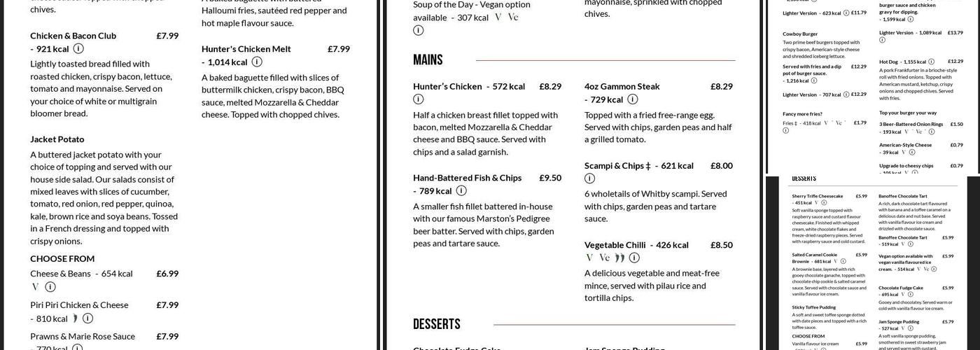 Coopers at Mansfield Woodhouse Menu