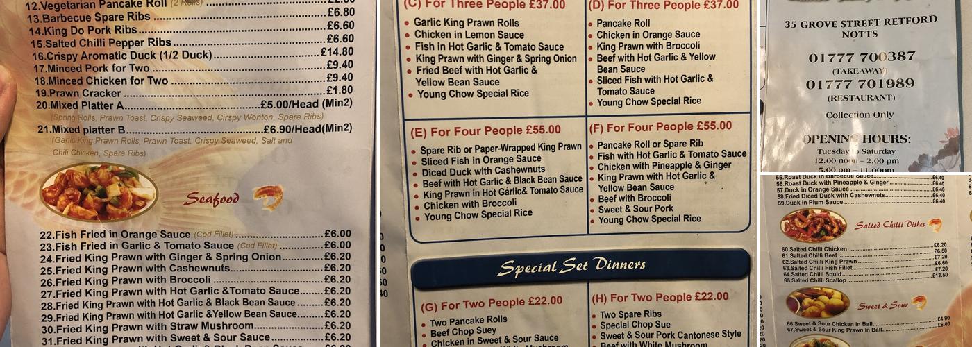 Fred's Cantonese Restaurant Menu