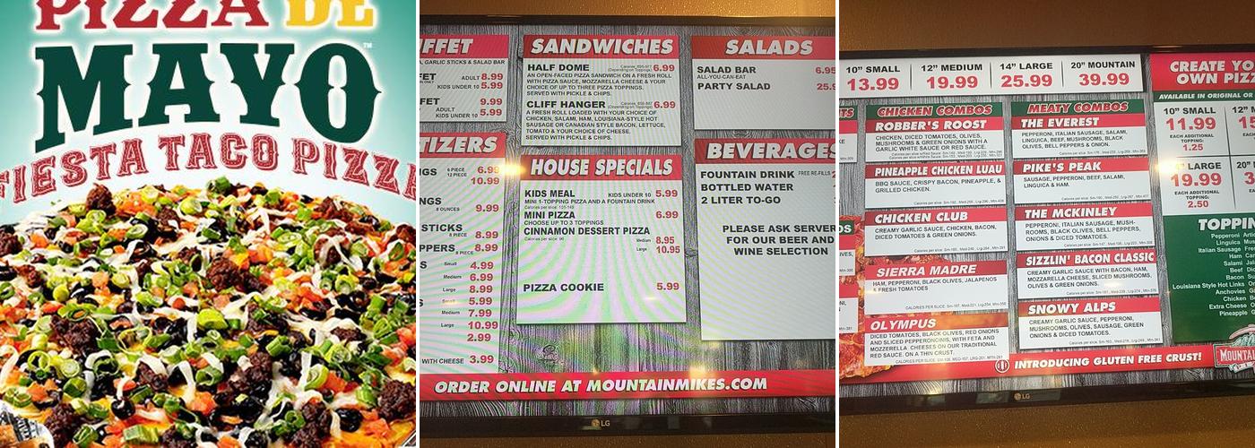 Mountain Mike's Pizza Menu