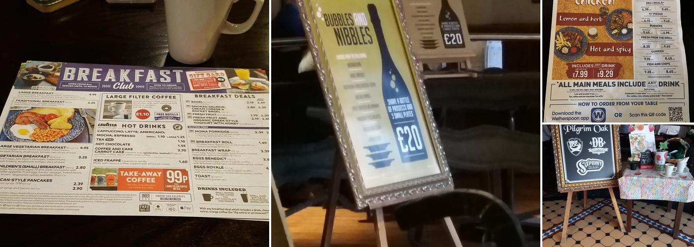 The Pilgrim Oak - JD Wetherspoon Menu