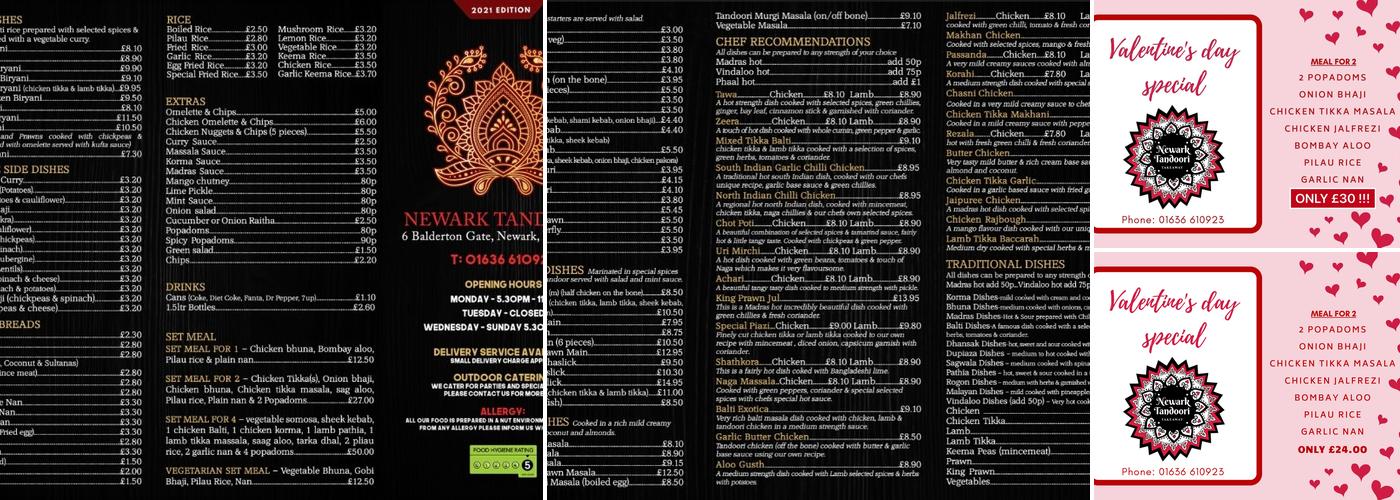 Newark Tandoori Menu