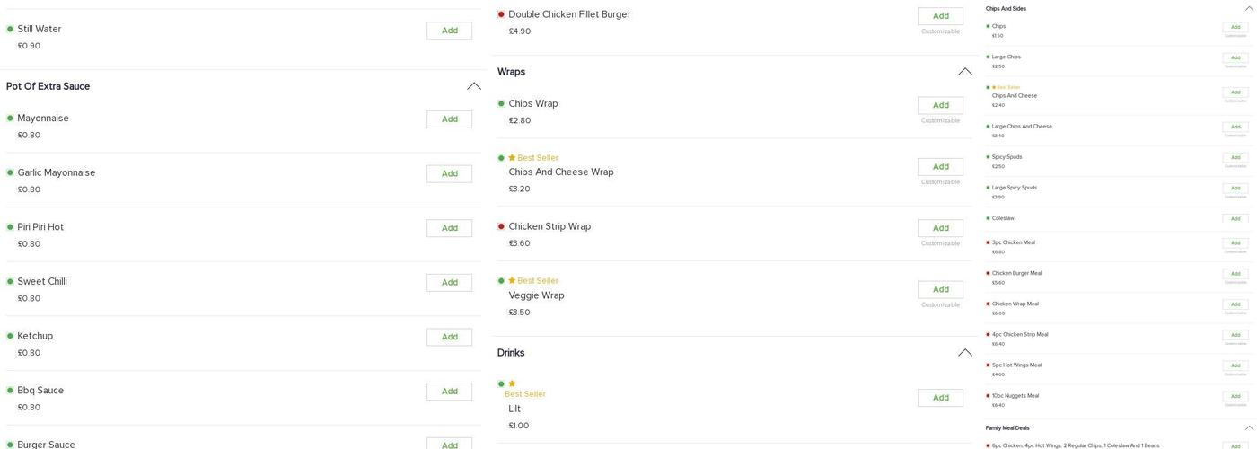 USA Fried Chicken Menu