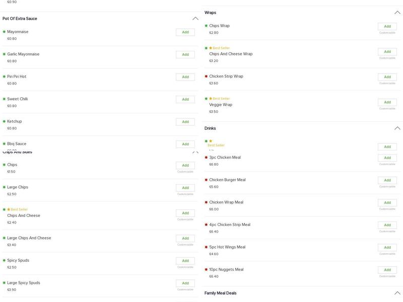 USA Fried Chicken Menu