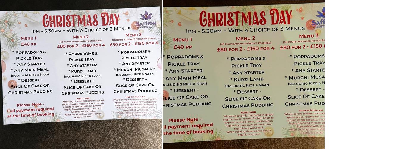 Saffron Lounge Indian Cuisine Menu