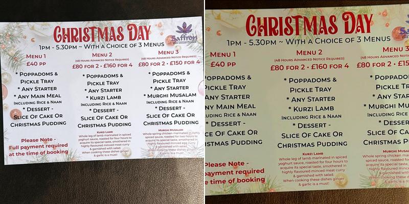 Saffron Lounge Indian Cuisine Menu