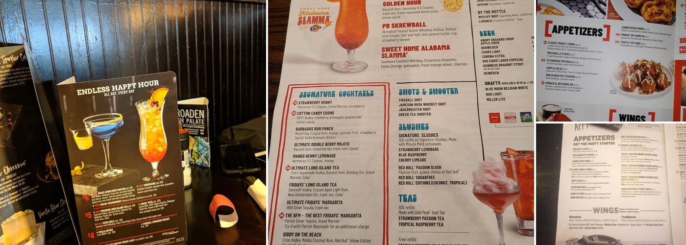 TGI Fridays Menu