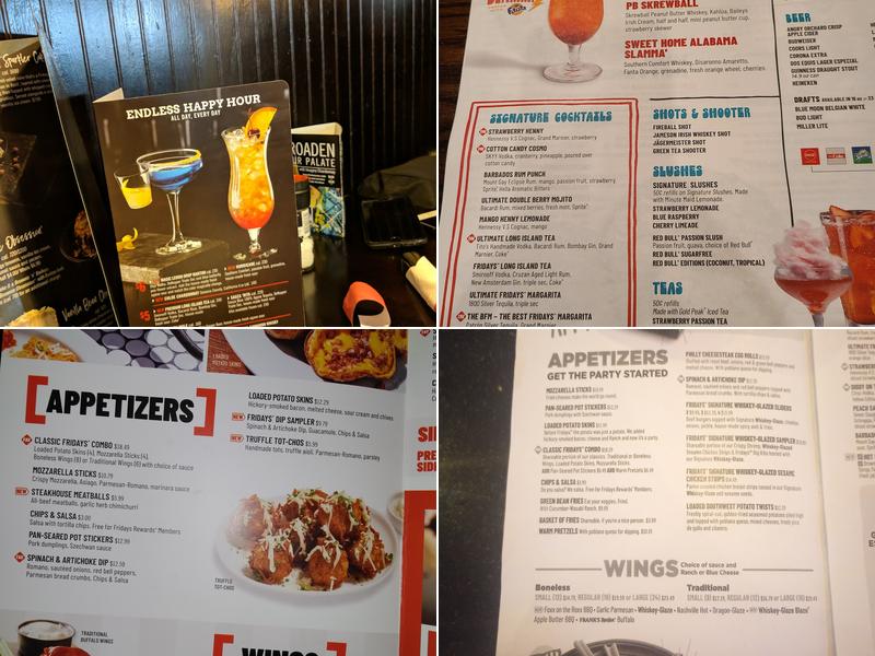 TGI Fridays Menu