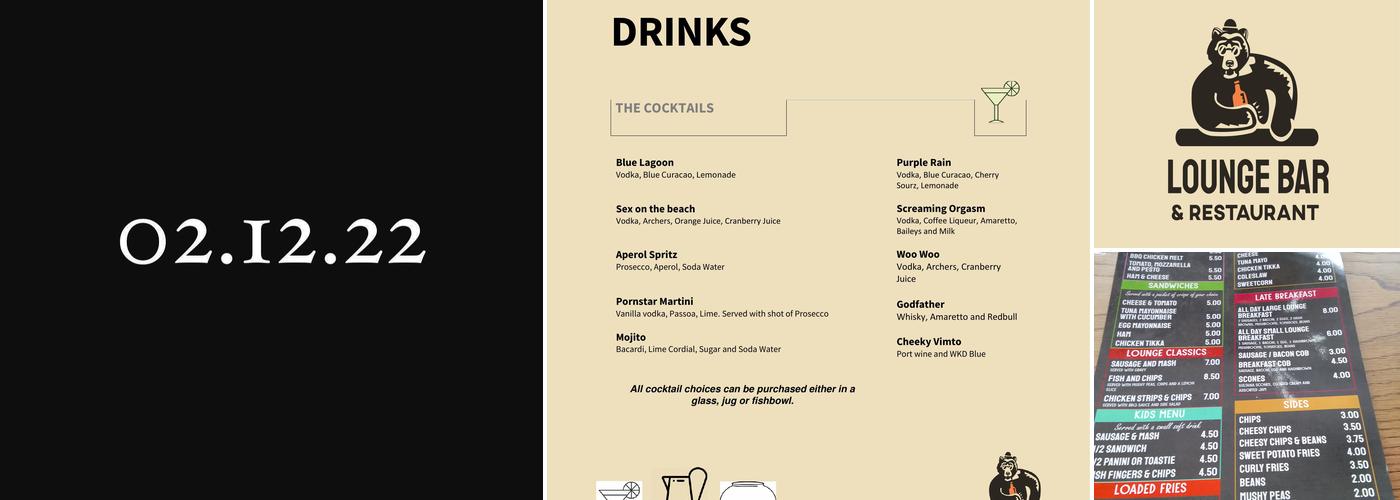 Lounge Bar & Restaurant Menu