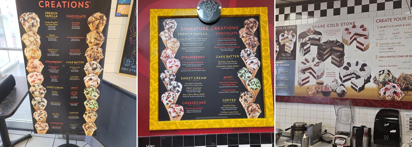 Cold Stone Creamery Menu