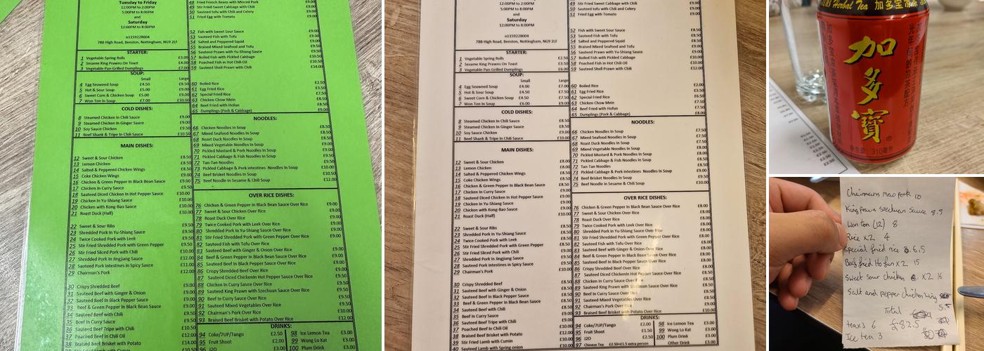 Nosh Restaurant Menu