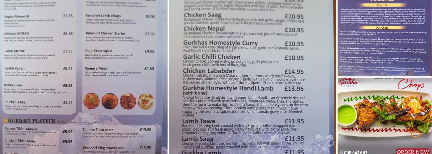 Gurkha Express Menu