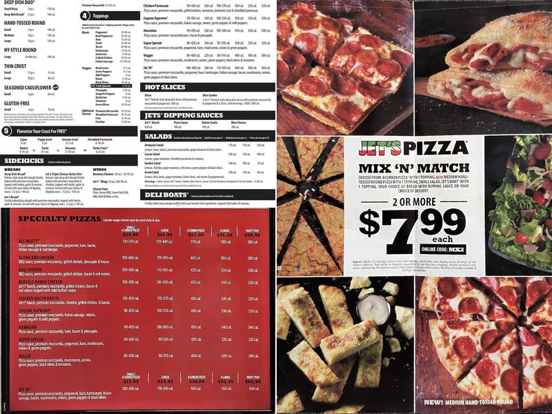 Jet's Pizza Menu