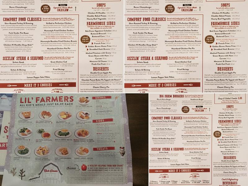Bob Evans Menu