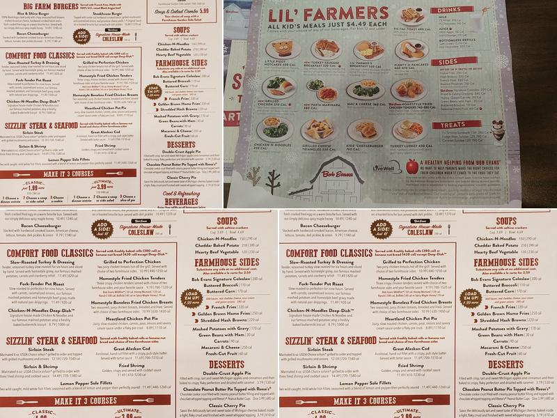 Bob Evans Menu