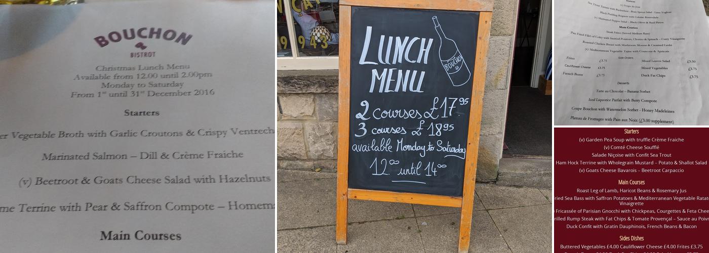 Bouchon Bistrot Menu