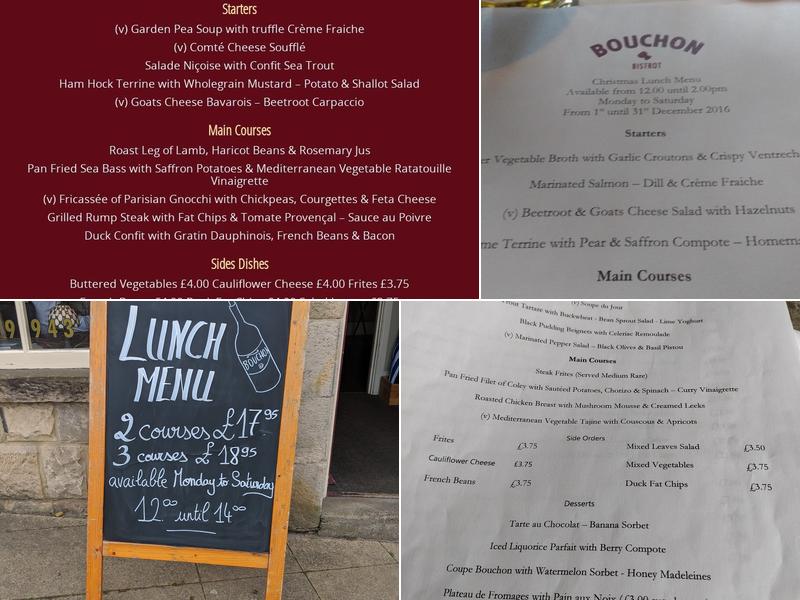 Bouchon Bistrot Menu