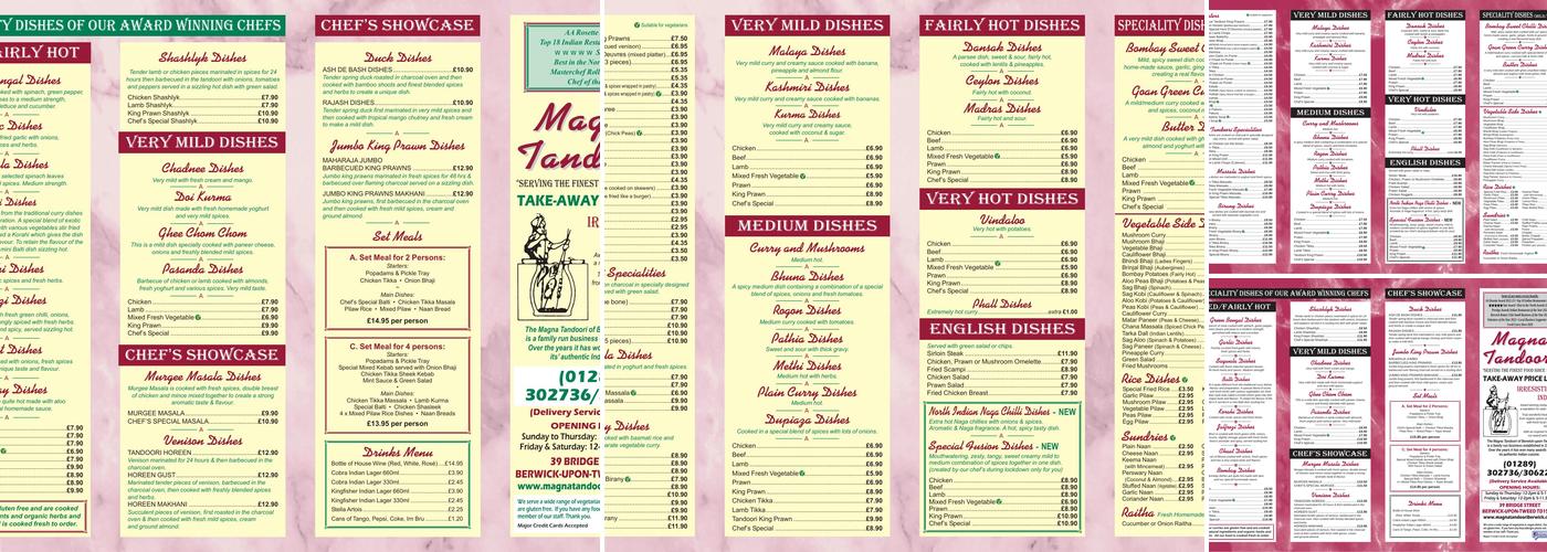 The Magna Tandoori Menu