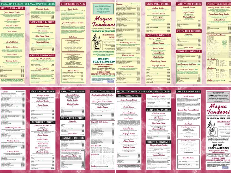 The Magna Tandoori Menu