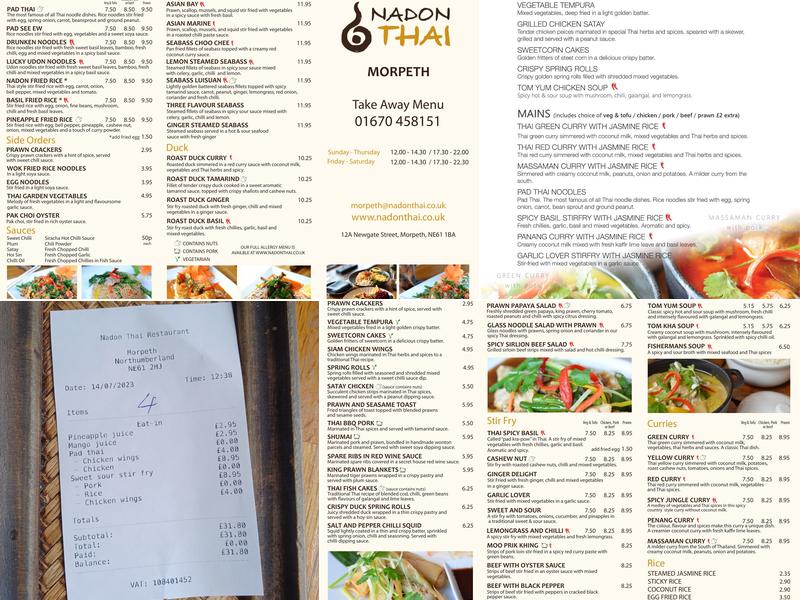 Nadon Thai - Morpeth Menu