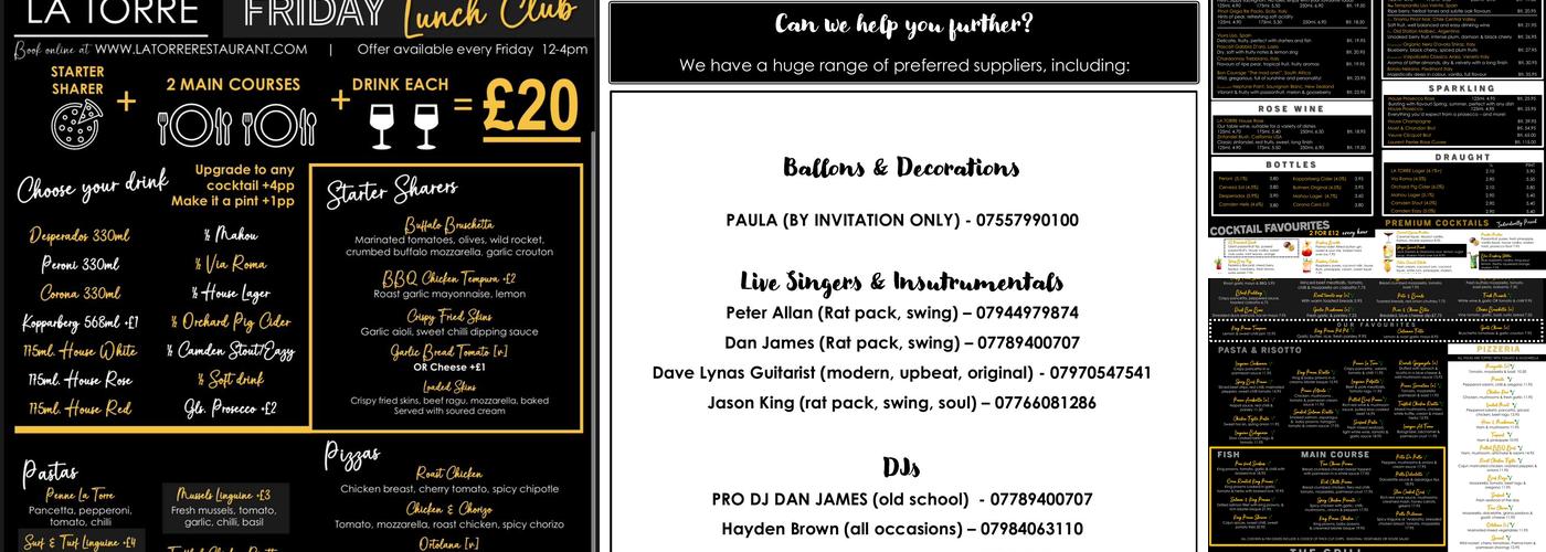 La Torre Italian Restaurant Menu