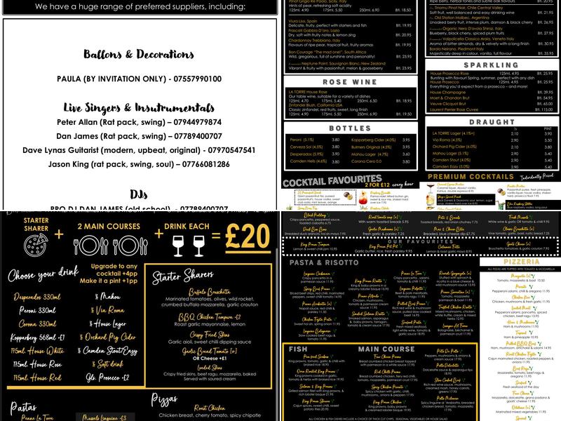 La Torre Italian Restaurant Menu