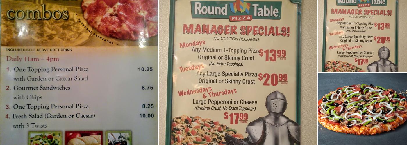Round Table Pizza Menu