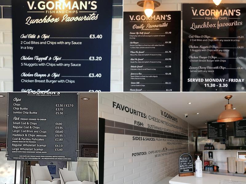V Gormans Fish and Chips Menu