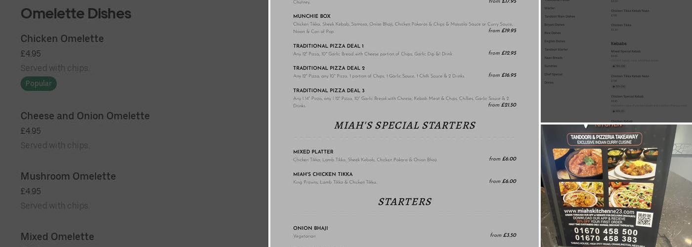 Miah's Kitchen Cramlington Ltd Menu