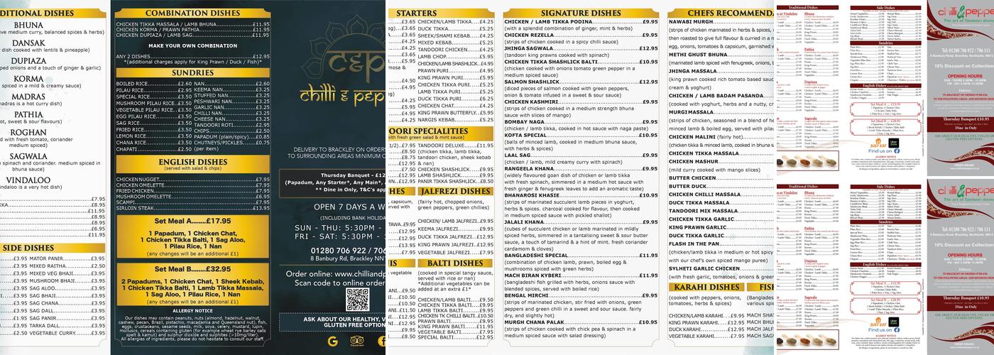 Chilli & Pepper Menu