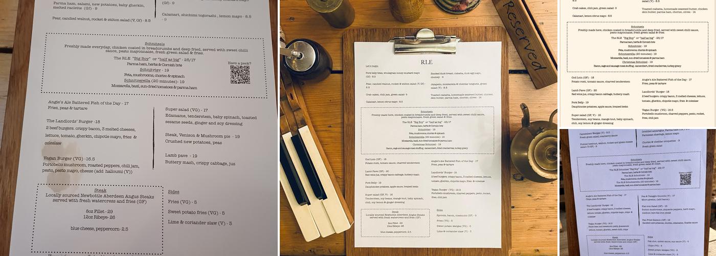 The Red Lion, Evenley Menu