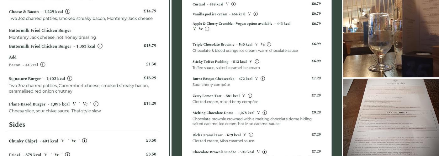 Middlemore Farm Menu