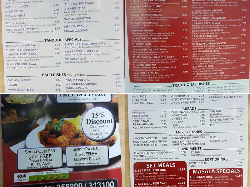 MASALA HUT RUSHDEN Menu