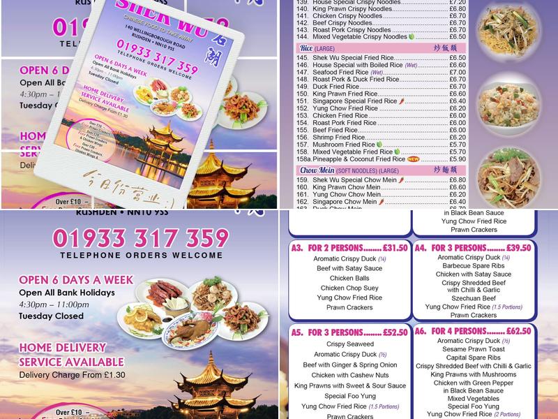 Shek Wu Chinese Takeaway Menu