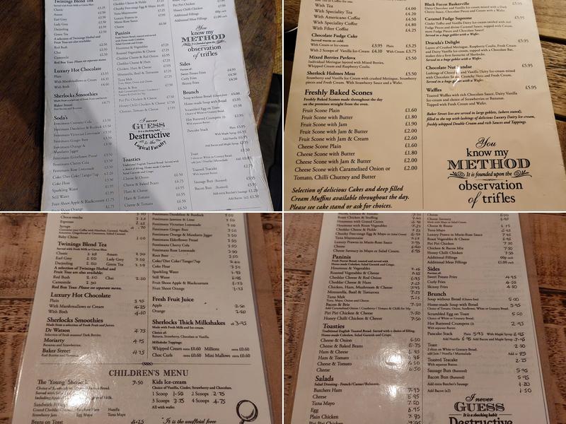 Sherlocks Coffee Shop Menu