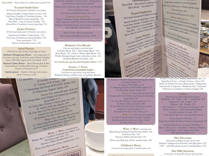 Botham's of Whitby ~ Baxtergate Menu