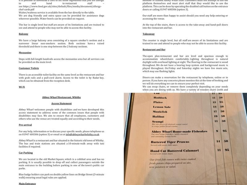 Abbey Wharf Indoor Market Menu