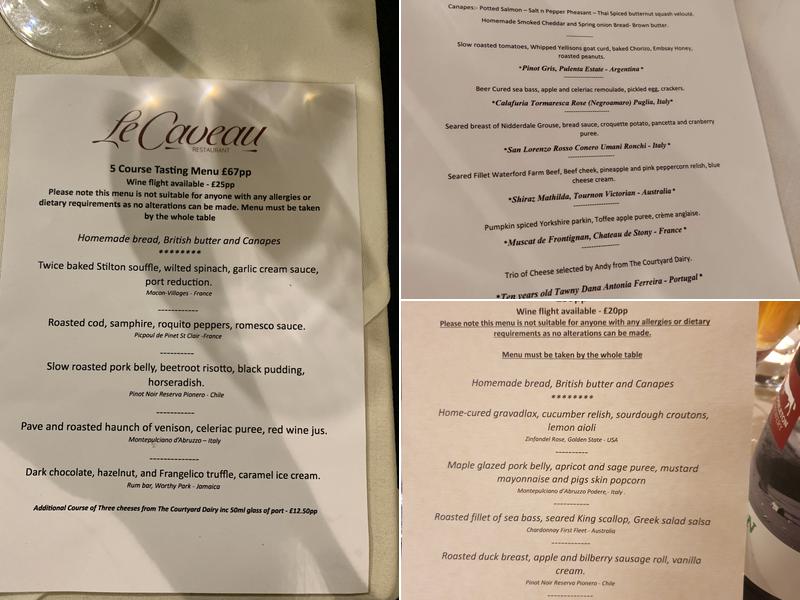 Le Caveau Restaurant Menu