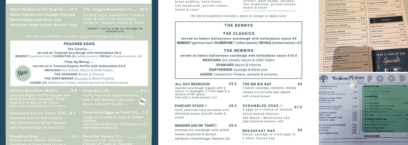 The Black Mulberry Menu