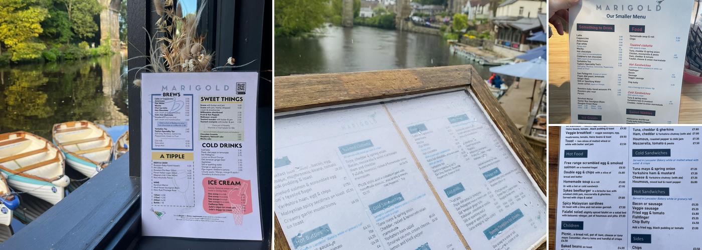Marigolds Cafe & Boating Menu