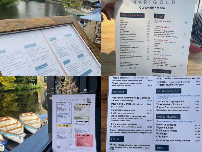 Marigolds Cafe & Boating Menu