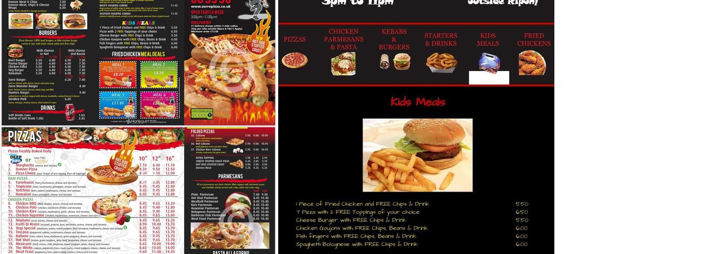Zorro Pizza Menu