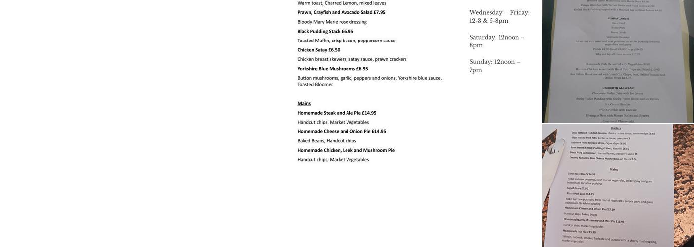 The Golden Lion Menu